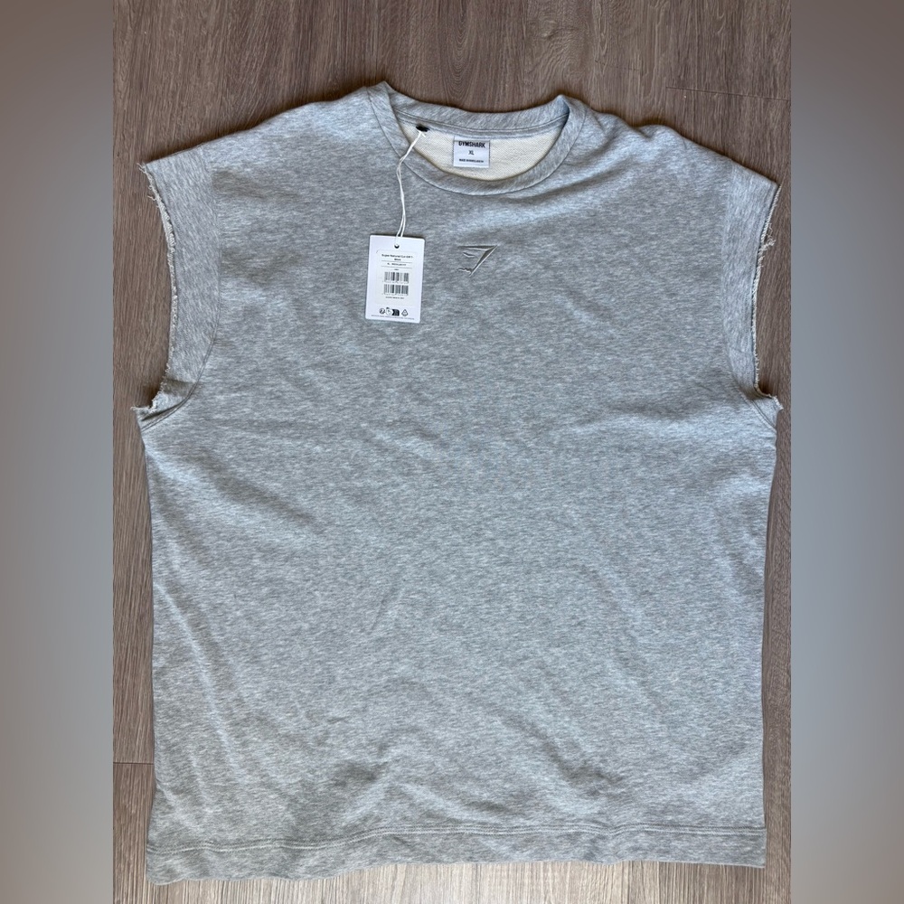 Gymshark Men's 100% Cotton Super Natural‎ Cut Off Tank Gray Size XL New
